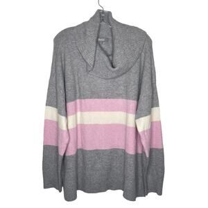 Marled Reunited Clothing Womens Sweater Size XL Cowl Neck Gray Striped Pullover